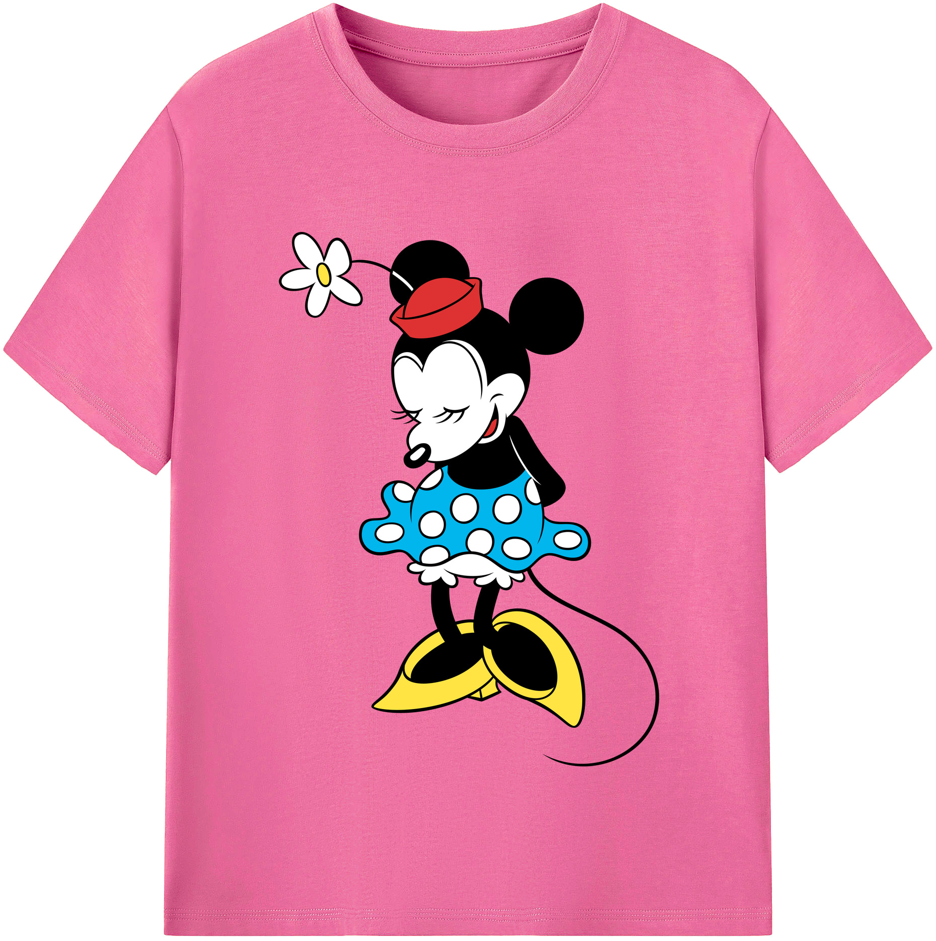（画像用） ミッキーマウス Mickey Mouse レディースカジュアルプリントTシャツ（綿100％）